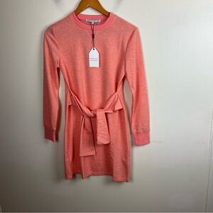 English Factory Tie Waist Sweater Knit Dress Long sleeve Coral Orange NWT XS‎